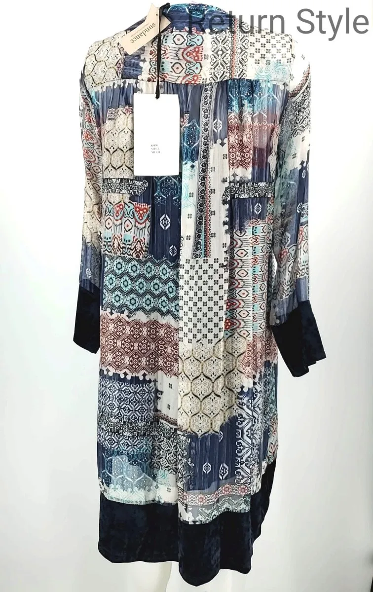 BACI White Navy Print Longsleeve Size LARGE  (L) Dress