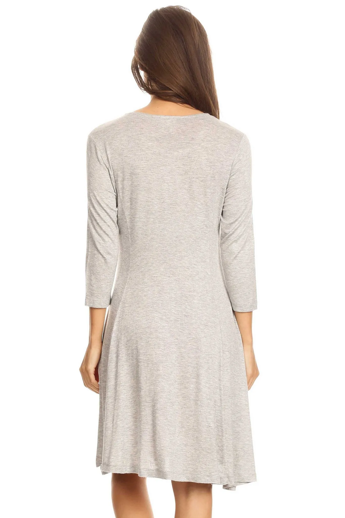 Charming 3/4 Sleeve Swing Dress