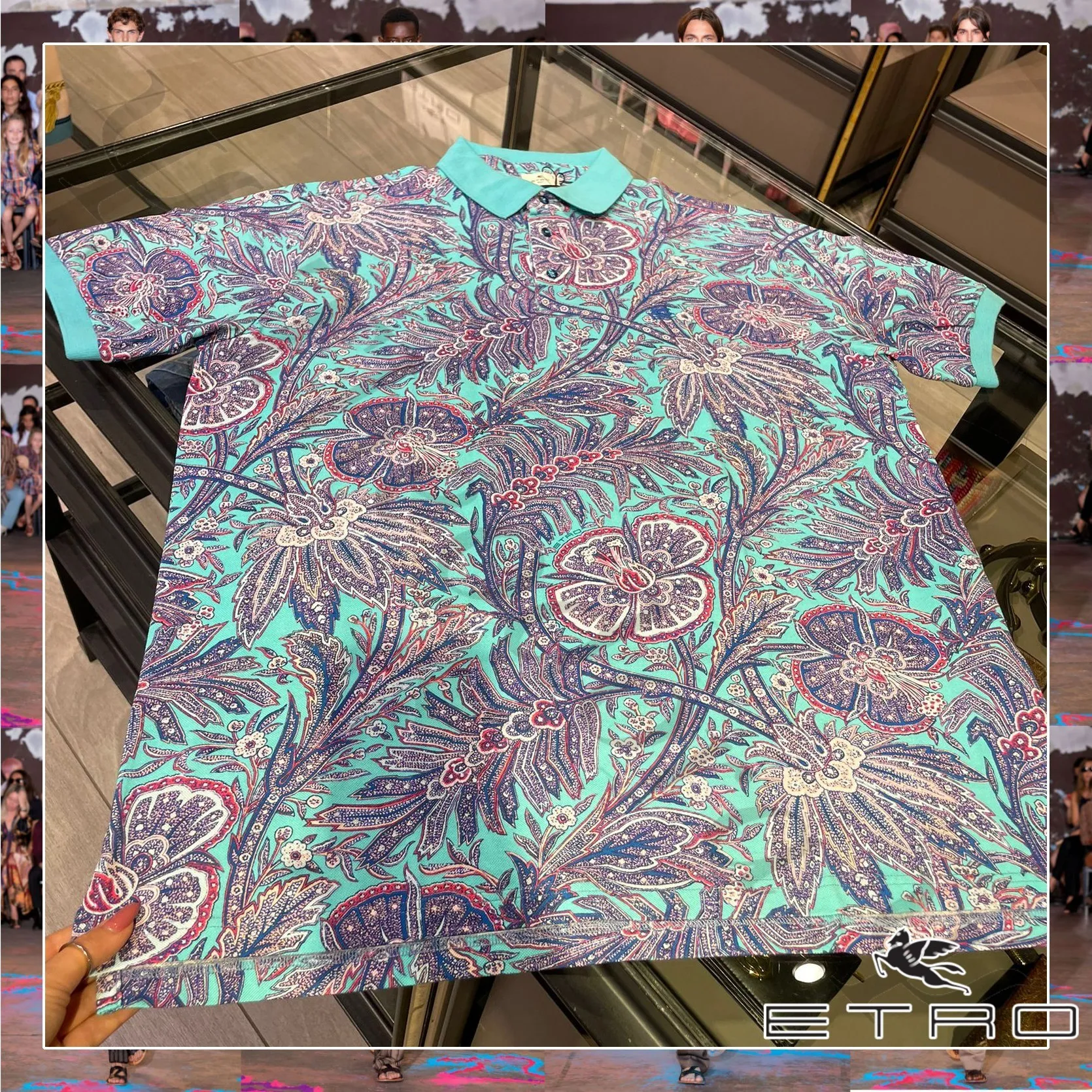 ETRO  |Flower Patterns Paisley Street Style Short Sleeves Luxury