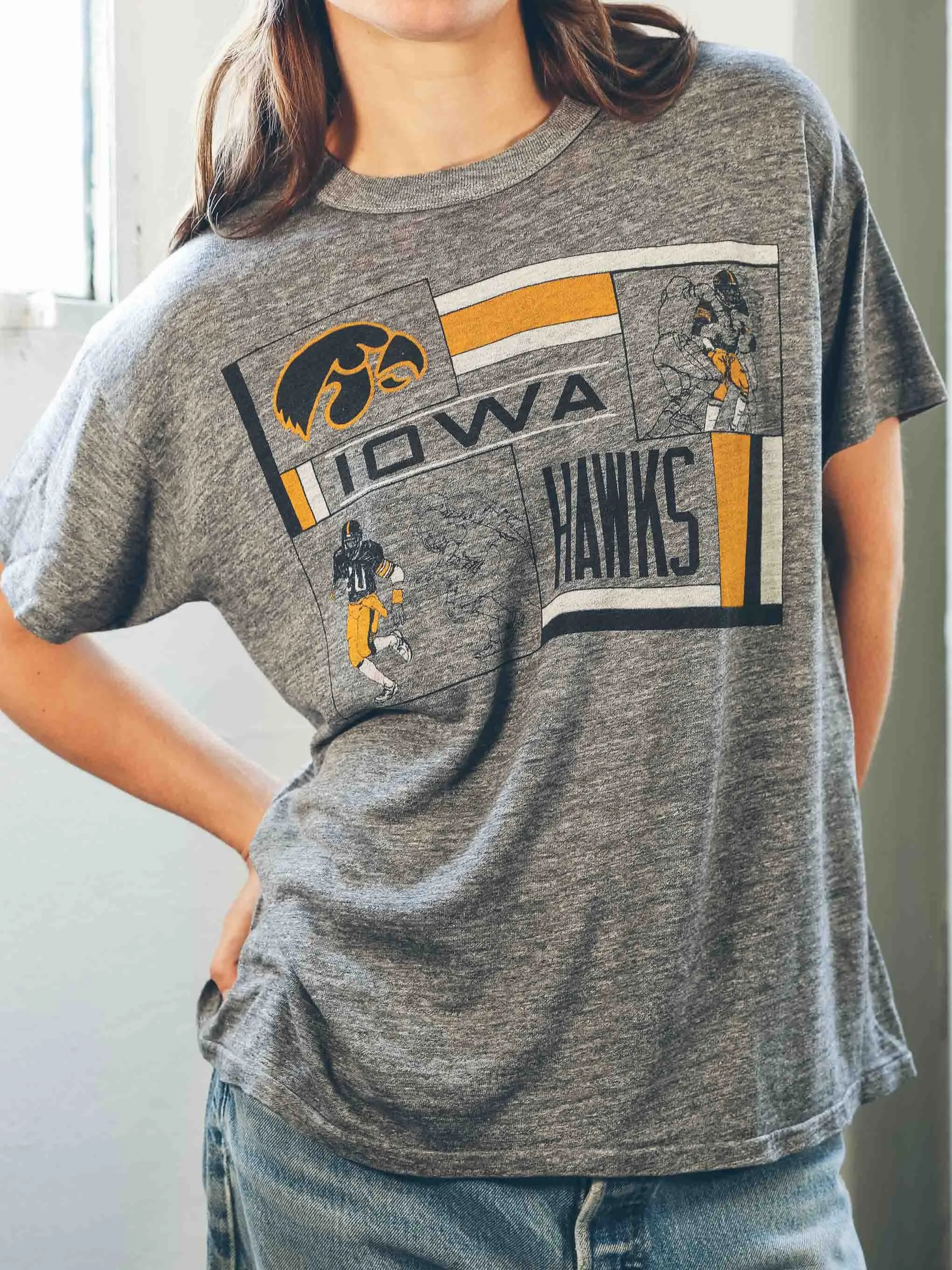 Iowa Hawks Heather Grey Tee