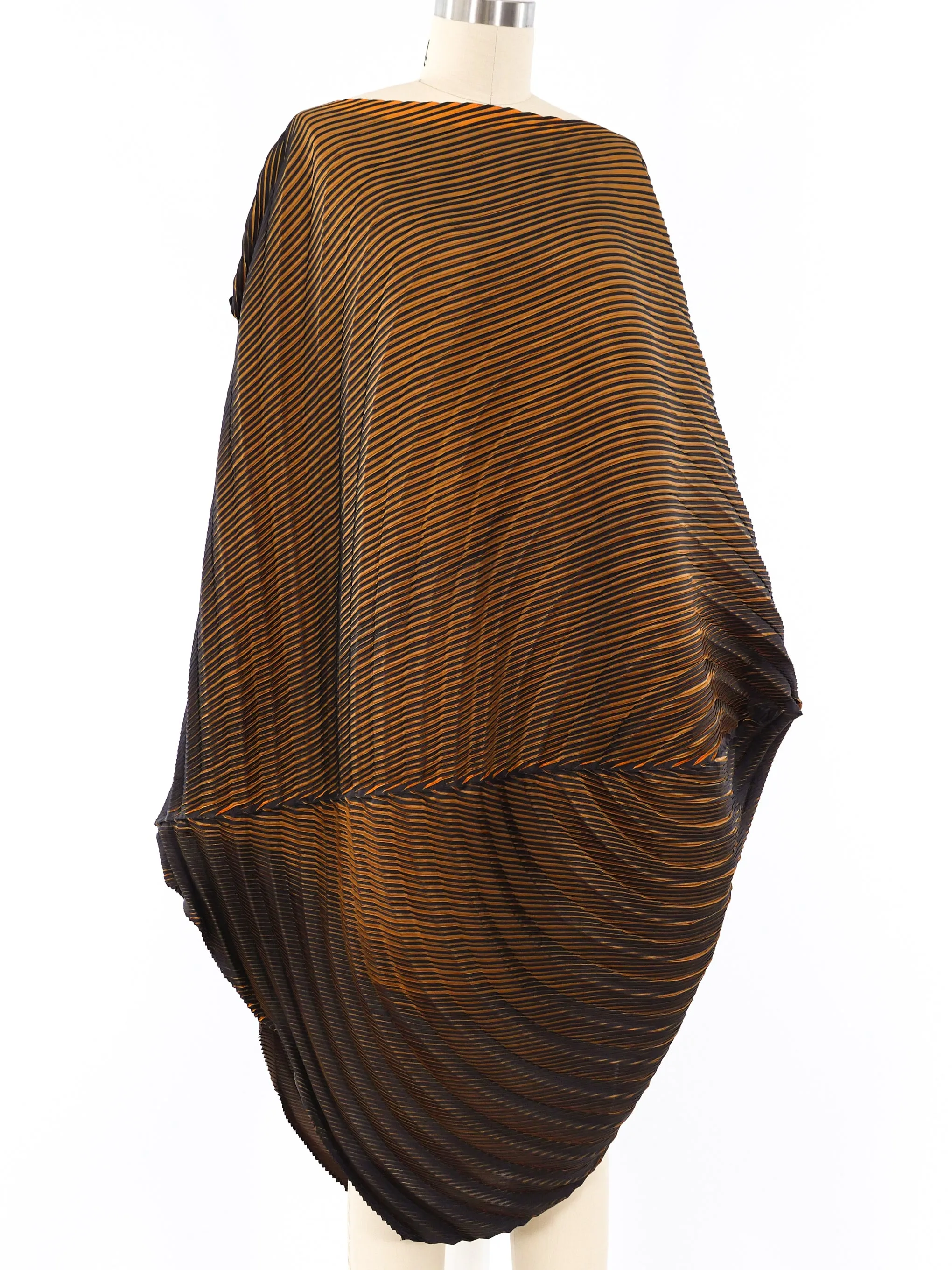Issey Miyake Pleated Gold Sculptural Dress