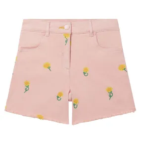 Kids Stella McCartney Shorts With Embroidered Sunflowers - Pink