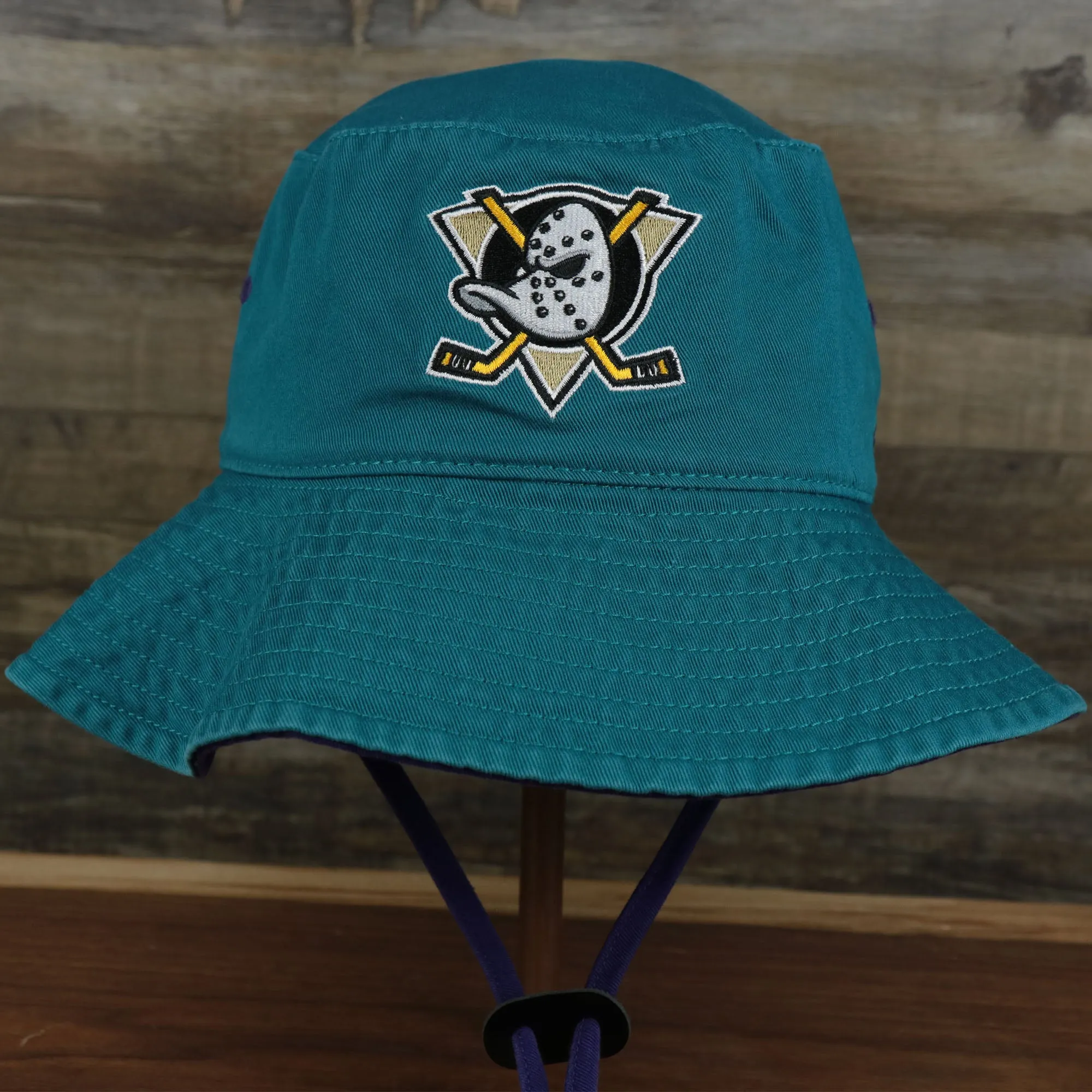 Mighty Ducks Vintage 90s Anaheim Ducks Grape 5s Matching Bucket Hat | 47 Brand, Dark Teal