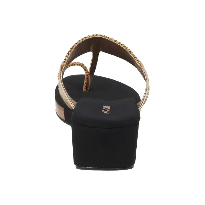 Mochi Girls Antique-Gold Ethnic Slip Ons