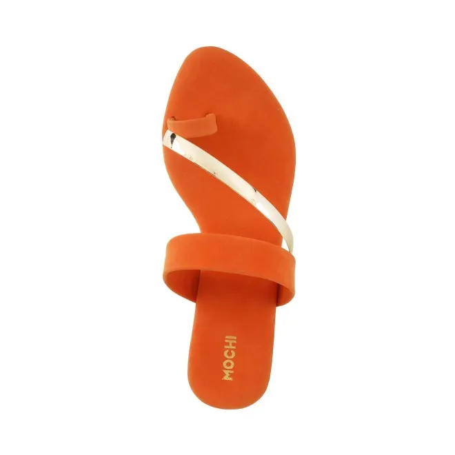 Mochi Women Orange Casual Slip Ons