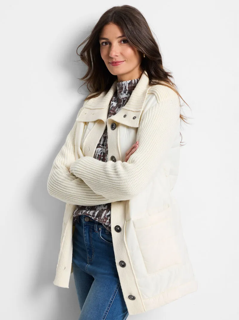 NIC+ZOE F241184 Mixed Media Quilted Puffer Jacket