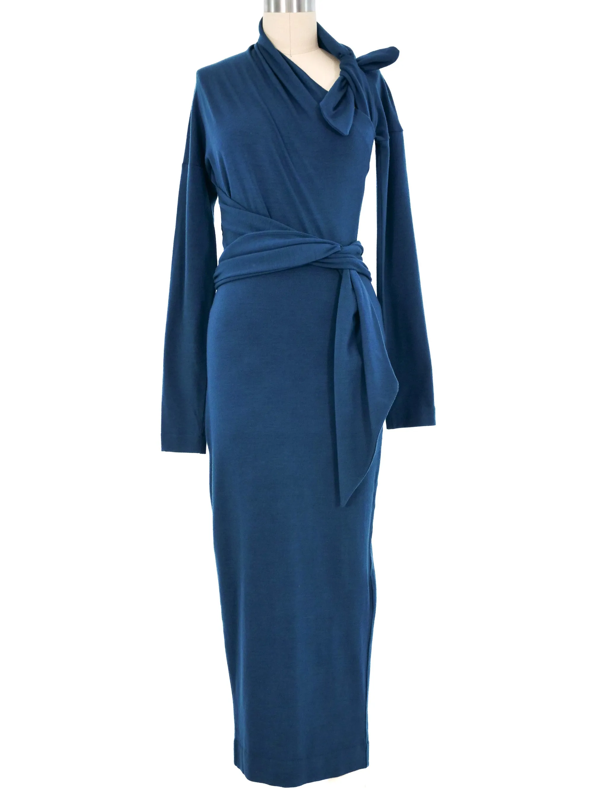 Romeo Gigli Teal Jersey Midi Dress