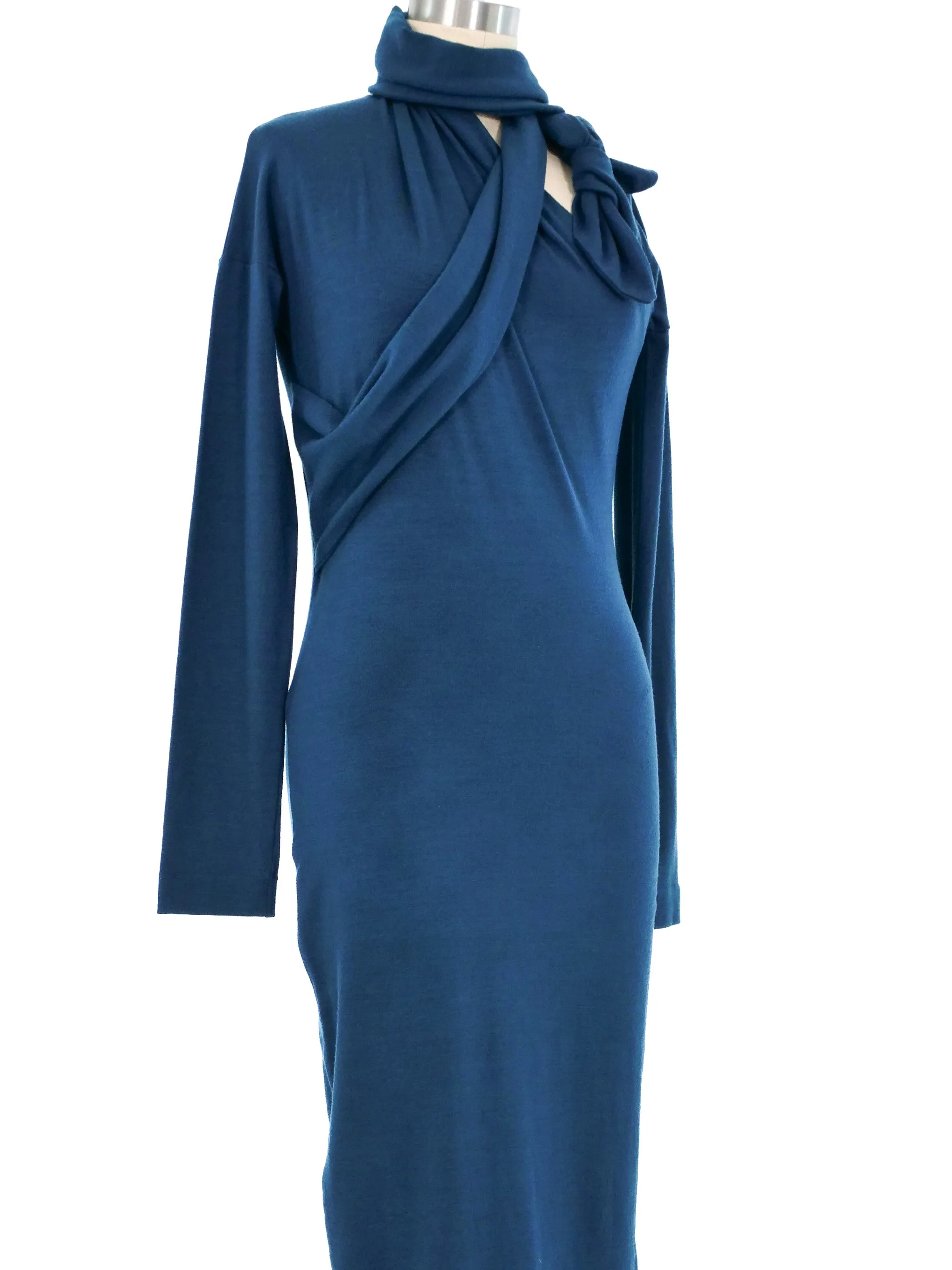 Romeo Gigli Teal Jersey Midi Dress