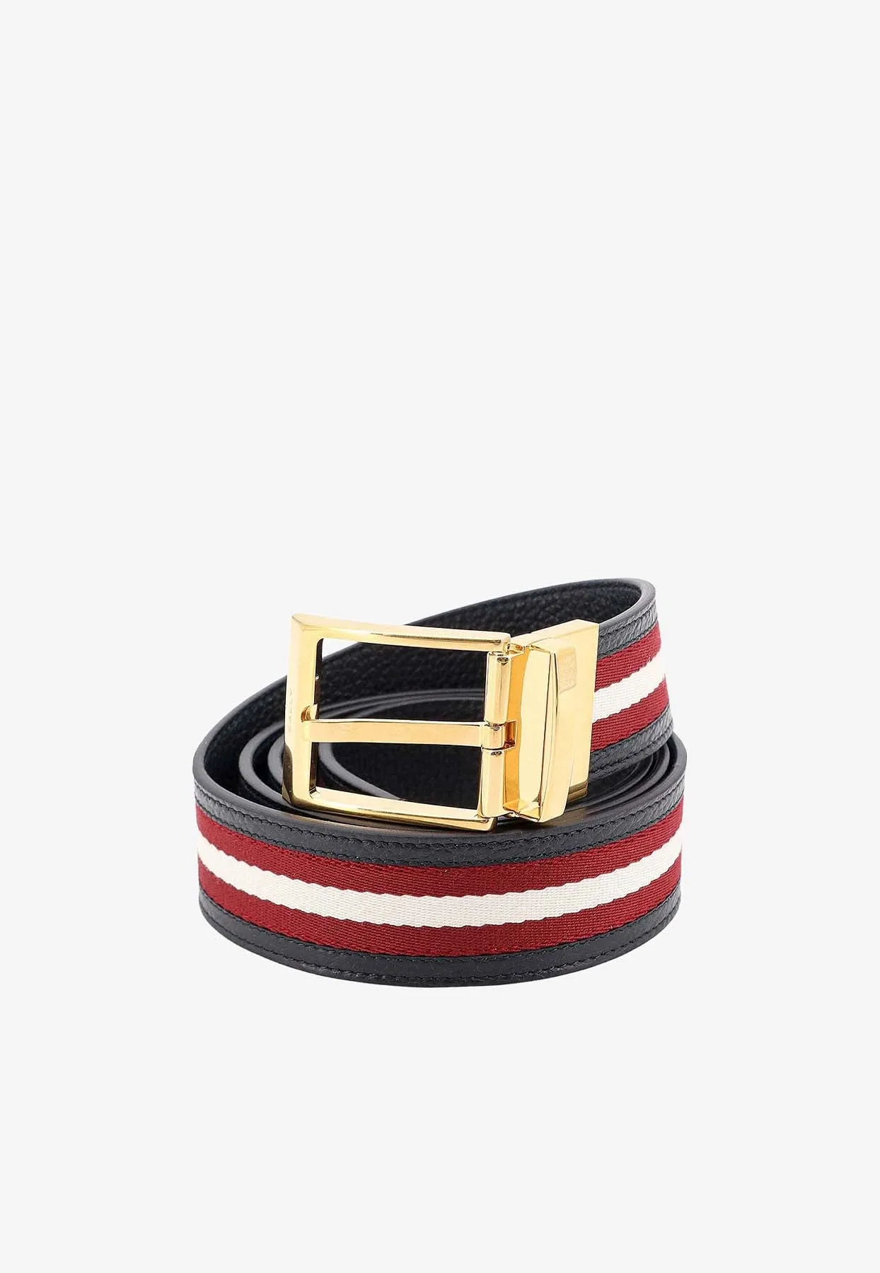 Striped Logo Print Belt
