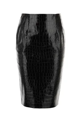Versace Black Leather Skirt